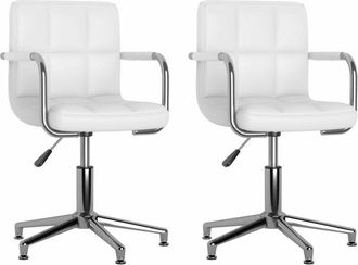 vidaXL Vidaxl - Sillas De Comedor Giratorias 2 Unidades Cuero Sint&eacute;tico Blanco
