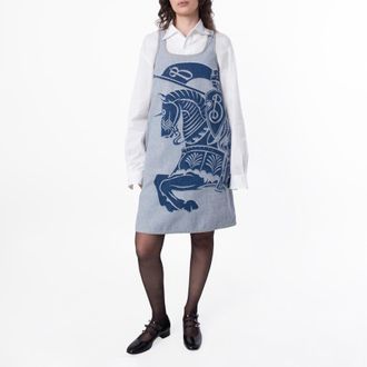 Burberry Equestrian Knight Motif Sleeveless Denim Dress, Brand Size 4 (US Size 2)