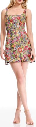 Dress The Population Devi Floral Sequin Minidress in Black Multi at Nordstrom, Size Xx-Large
