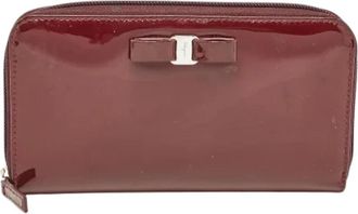 Ferragamo Tweedehands leren portemonnees - Dames - Vintage Accessoires - Rood - ONE Size - Tweed - Vintage