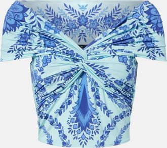 Etro Top cropped in jersey con stampa