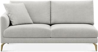 Castlery Lena Left Arm 2 Seater Sofa Customized, Performance Classic Twill Medium Grey Brass Legs, Spill Resistant, Removable Covers for Castlery