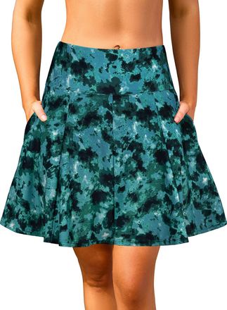 SHEKINI Womens Swim Skirts for Women High Waisted Swimming Skorts with Zipper Pockets Tummy Control Quick Dry Swimsuit Bottoms Swim Skirt for Women, Gradient 