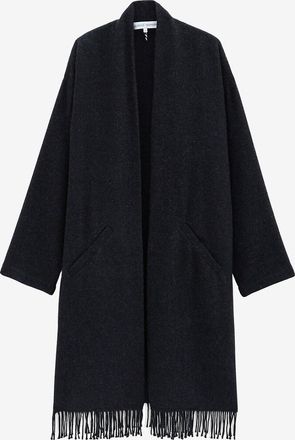 Laurence Tavernier Langer Woll-Poncho mit Fransen Laurence