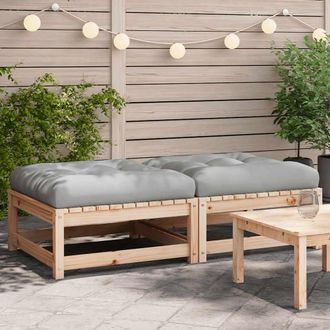 vidaXL Taburetes De Jard&iacute;n Con Cojines 2 Uds Madera Maciza De Pino Vidaxl