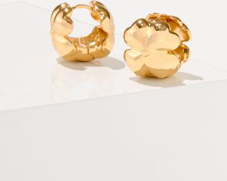 Talbots Clover Front Back Earrings - Gold - 001 Talbots