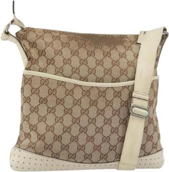 Gucci Pre-owned Vintage Canvas Crossbody Tas - Dames - Vintage Schoudertas - Beige - ONE Size - Vintage