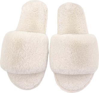 Generic Womens Extra Wide Slippers Comfortable Women House Slippers Non Cotton Linen Indoor and Outdoor Slipper Sandals Toe Bedroom Breathable Shoes (White, 6