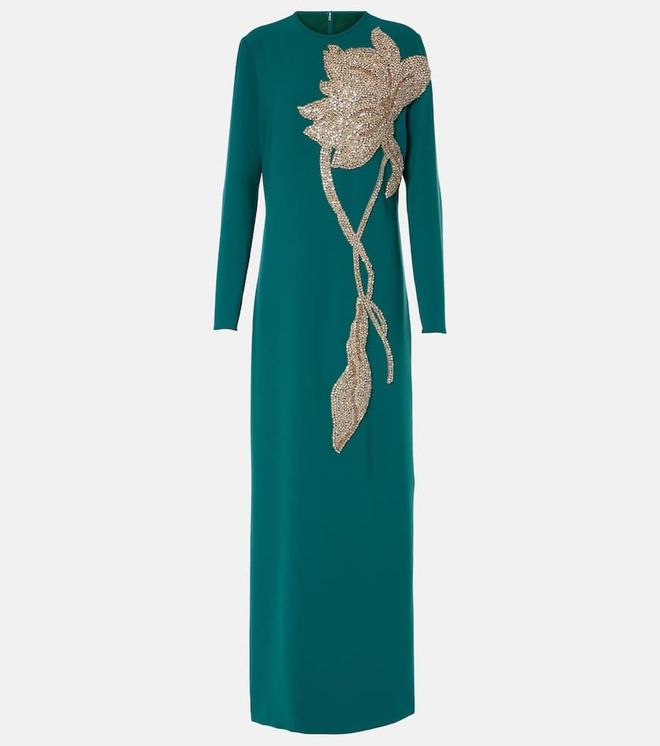 Elea embellished cr&ecirc;pe gown