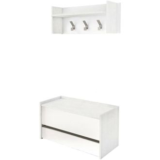Dmora Mueble de entrada Dap, Recibidor moderno con perchero, Mueble con zapatero, Armario multifunción, Cm 50x32h182, Roble y Blanco - Dmora
