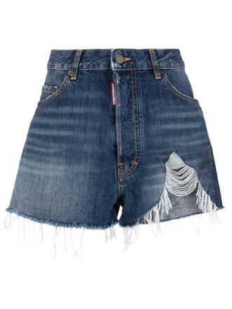 Dsquared2 distressed denim shorts - Blue