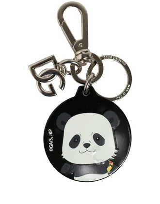 Dolce & Gabbana Black Kaisen Panda Chibi Charm Metal Keychain Keyring Polyester Zamak Steel Brass