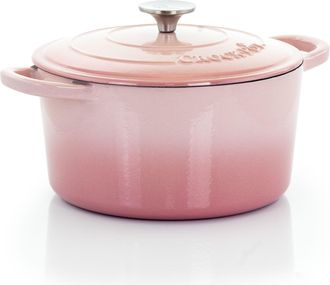 Crock-pot Artisan 2 Piece 5 Quarts Enamled Cast Iron Dutch Oven in Blush Pink