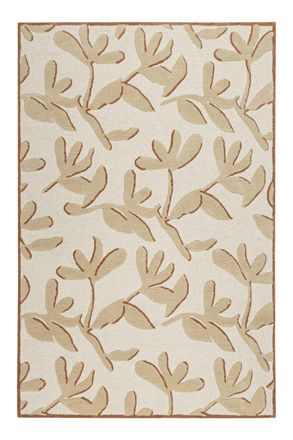 Wecon Home Alfombra dise&ntilde;o floral lana virgen mayoritaria beige/ladrillo 160x230