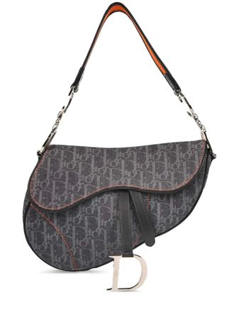 Dior 1995 Saddle schoudertas met monogram - Grijs