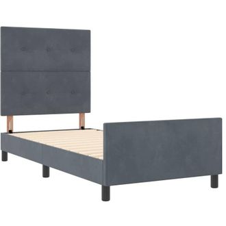 vidaXL Bed Frame with Headboard Dark grey 80 x 200 cm Velvet Vidaxl
