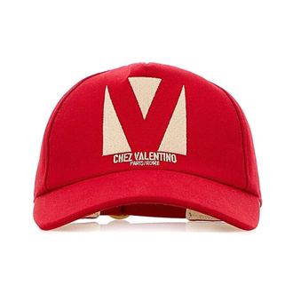 Valentino Garavani Chez Valentino Baseballpet - Heren - Petten - Rood - 58 CM - Katoen - Accessoires