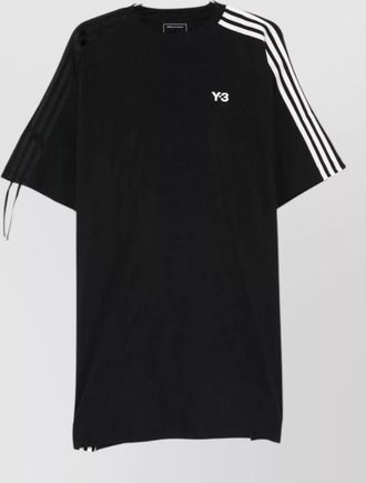 Yohji Yamamoto crew neck dress three stripe tie detail