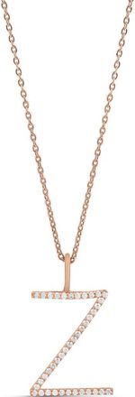 SHYMI Jumbo Pav&eacute; Block Initial Pendant Necklace in Rose at Nordstrom