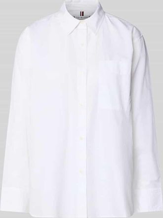 Tommy Hilfiger Regular Fit Langarmbluse aus reiner Baumwolle in Weiss, Gr&ouml;&szlig;e 34