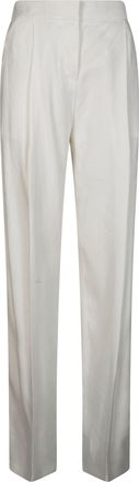 Elisabetta Franchi White High Waist Pleated Flap Trousers