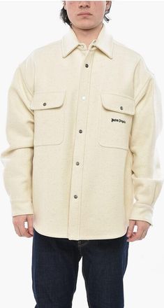 Palm Angels Virgin-Wool Utility Overshirt with Snap Buttons size 44