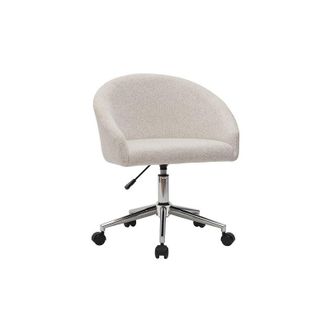 Miliboo Miliboo - Sedia da ufficio design con rotelle in tessuto velluto ciniglia beige raven