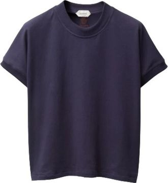 Versace Geborduurde Stretch Katoen-Jersey T-Shirt - Heren - T-shirts - Blauw - XL - Katoen - Tops
