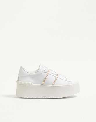 Valentino Garavani Sneaker Flatform Rockstud Untitled In Vitello Donna BIANCO 35.5