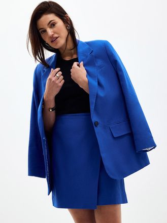 Contemporaine Womens Crossover linen-cotton miniskirt