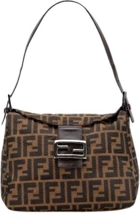 Fendi Pre-owned Shoulder Bags, female, Brown, Size: ONE SIZE Pre-owned Canvas Shoulder Bag