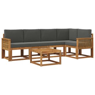 vidaXL Conjunto De Sof&aacute;s De Exterior 6 Pcs Natural Y Antracita Vidaxl