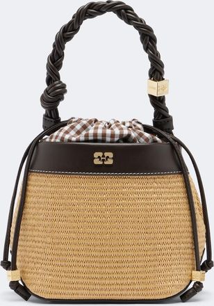 Ganni Bou Small raffia-effect bucket bag
