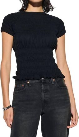 Nation Ltd Sissi Smocked Top In Jet Black