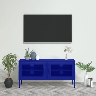 Berkfield Home TV Cabinet Navy Blue 105x35x50 cm Steel | Size: 105 x 35 x 50 cm
