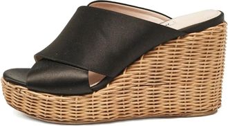 Miu Miu Sandali in raso con zeppa 100mm - Nero