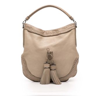 Burberry Tweedehands Leren Tassel Hobo Tas