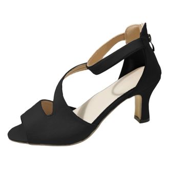 Generic 2026 Women Slippers Fashionable And Sexy Fish Mouth High Heeled Sandals For Large Size Bag Heels Hollow Back Zipper Fashion Roman Womens Shoes (Black,