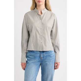 Rag & Bone Dustin Striped Cotton Poplin Shirt in Olive Stripe at Nordstrom, Size Xx-Small
