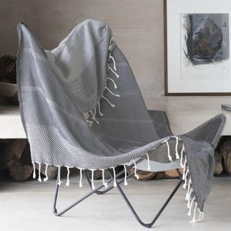 Febronie Manta plaid algod&oacute;n gris medio 160x250