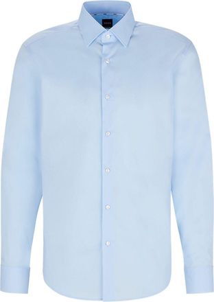 HUGO BOSS Mens Joe Collared Neck Point Collar Long Sleeve Shirt in Blue - Size 15.75 inch