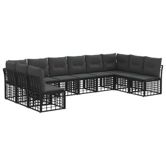 vidaXL Conjunto De Sof&aacute;s De Exterior Negro Poli&eacute;ster Vidaxl