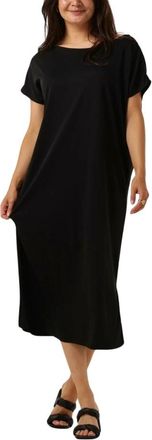 Minus Boat Neck Short Sleeve Midi Jurk - Dames - Casual kleedjes - Zwart - S - Kleedjes