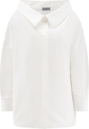 Balenciaga Oversized Stola Shirt - Dames - Overhemden - Wit - S - Katoen - Overhemden