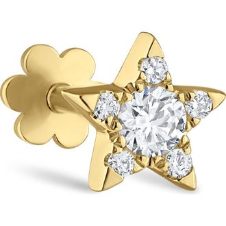 Maria Tash Diamond Star Threaded Stud Earring in Yellow Gold/Diamond at Nordstrom, Size 4.5 Mm