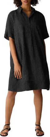 Eileen Fisher Print Elbow Sleeve Shirtdress in Black/White at Nordstrom, Size X-Small