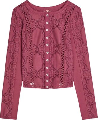 Free People floral-lace button-up cardigan - women - Fabric - S - Red