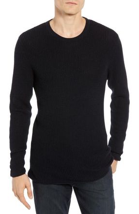 Billy Reid Regular Fit Waffle Crewneck Pullover in Midnight at Nordstrom, Size Xx-Large