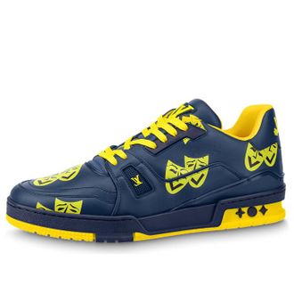 Louis Vuitton Trainer Sneakers Blue with Yellow 1AA77K