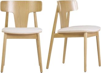 Miliboo Set De 2 Sillas N&oacute;rdicas De Roble Y Tejido Efecto Borreguillo Color Crudo Louisa